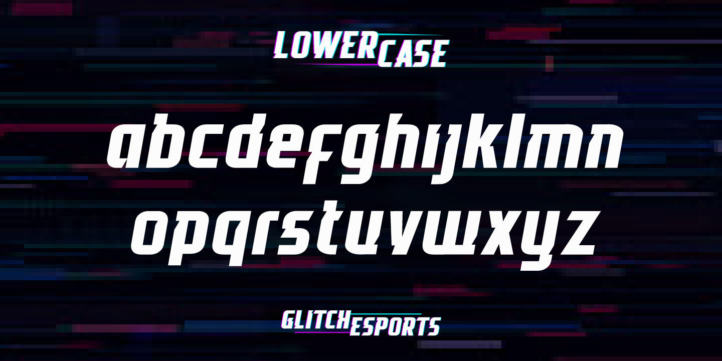 Beispiel einer Glitch Esports Italic-Schriftart